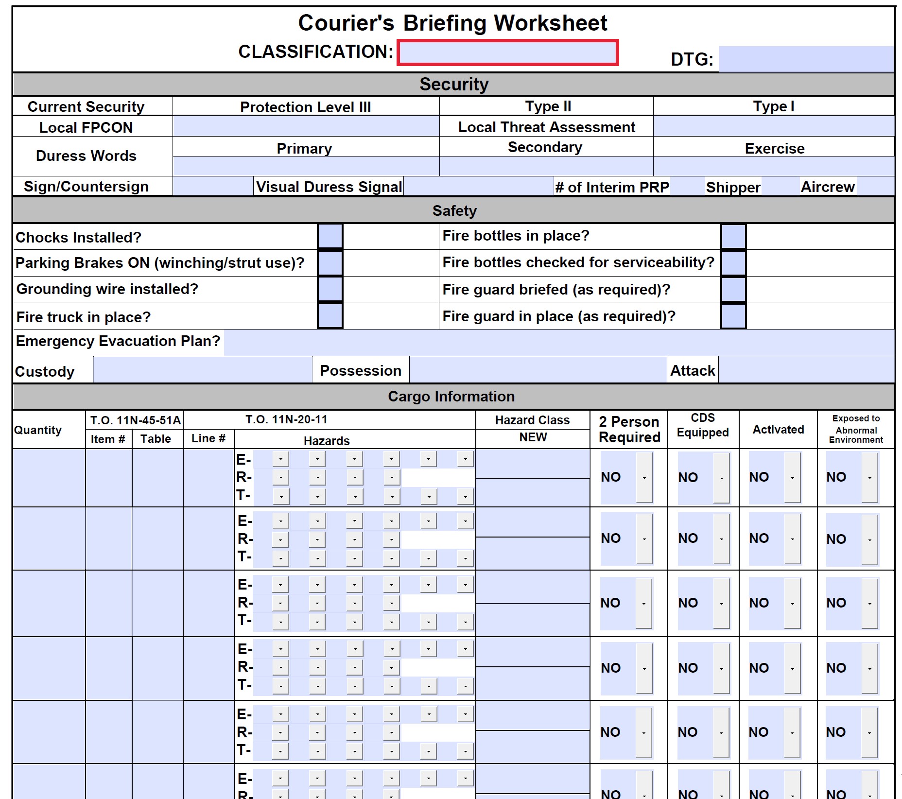 AF Form 527B - Courier's Briefing Worksheet PDF